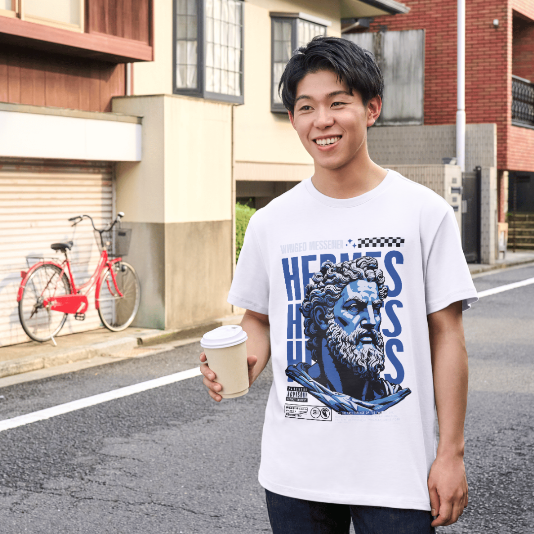 Hermes Greek Statue Graphic Tee – Winged Messenger Premium T-Shirt