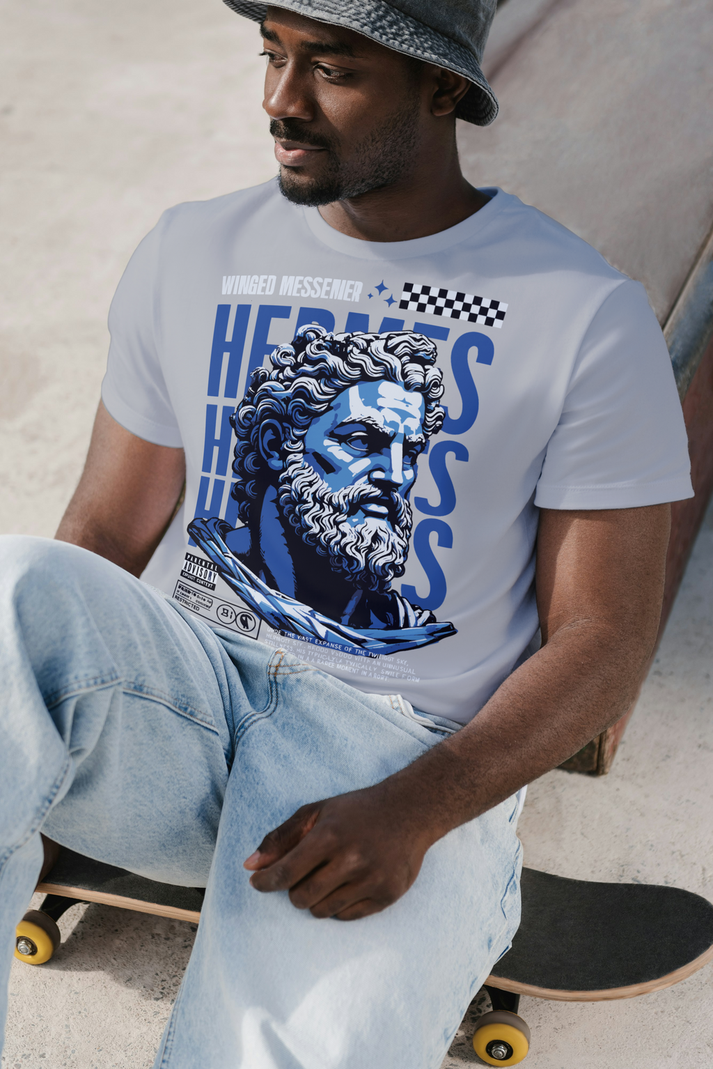Hermes Greek Statue Graphic Tee – Winged Messenger Premium T-Shirt