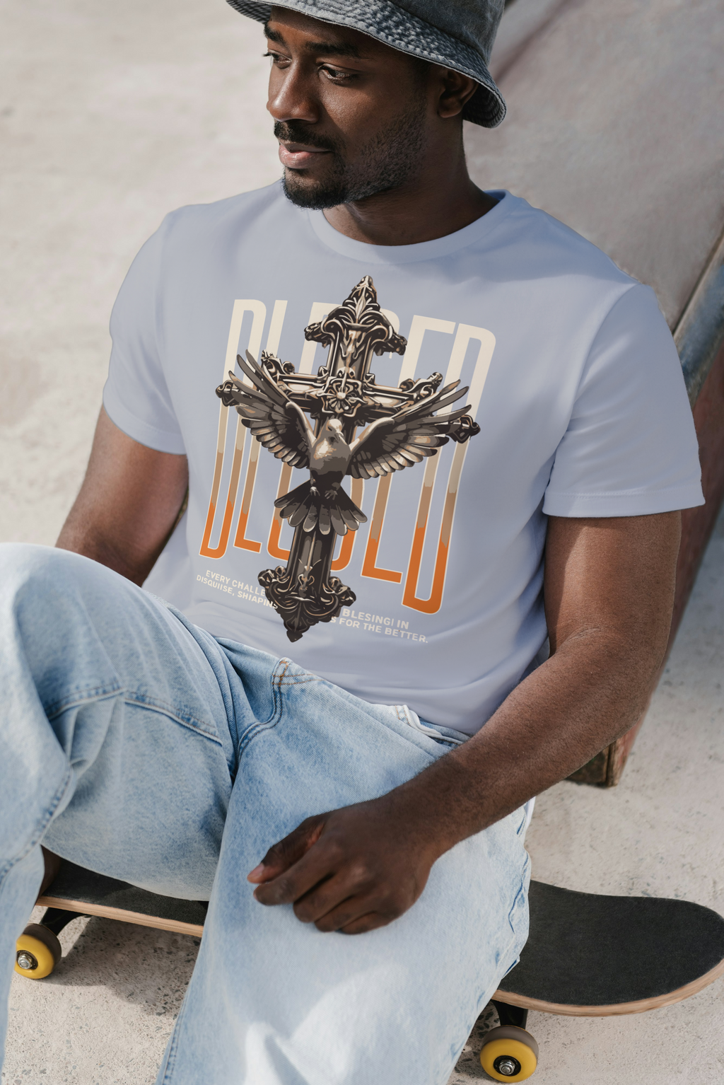 Blessed Cross Graphic T-Shirt – Spiritual Streetwear Premium Cotton Tee