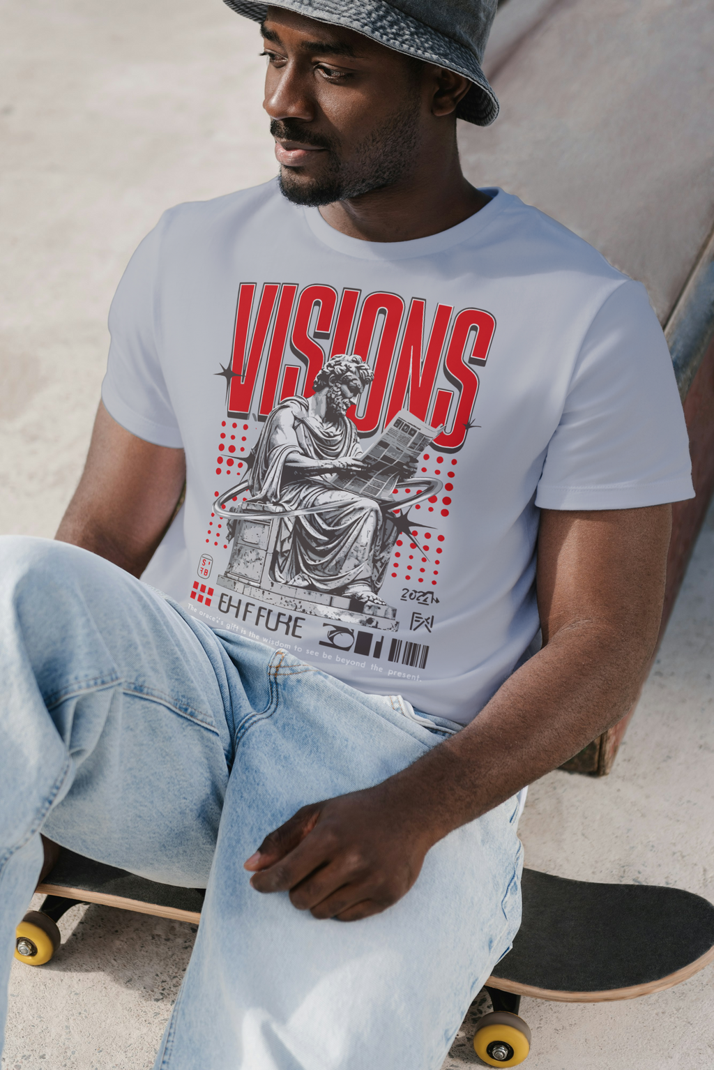 Visions Graphic T-Shirt – Greek Statue Streetwear Premium Cotton Tee