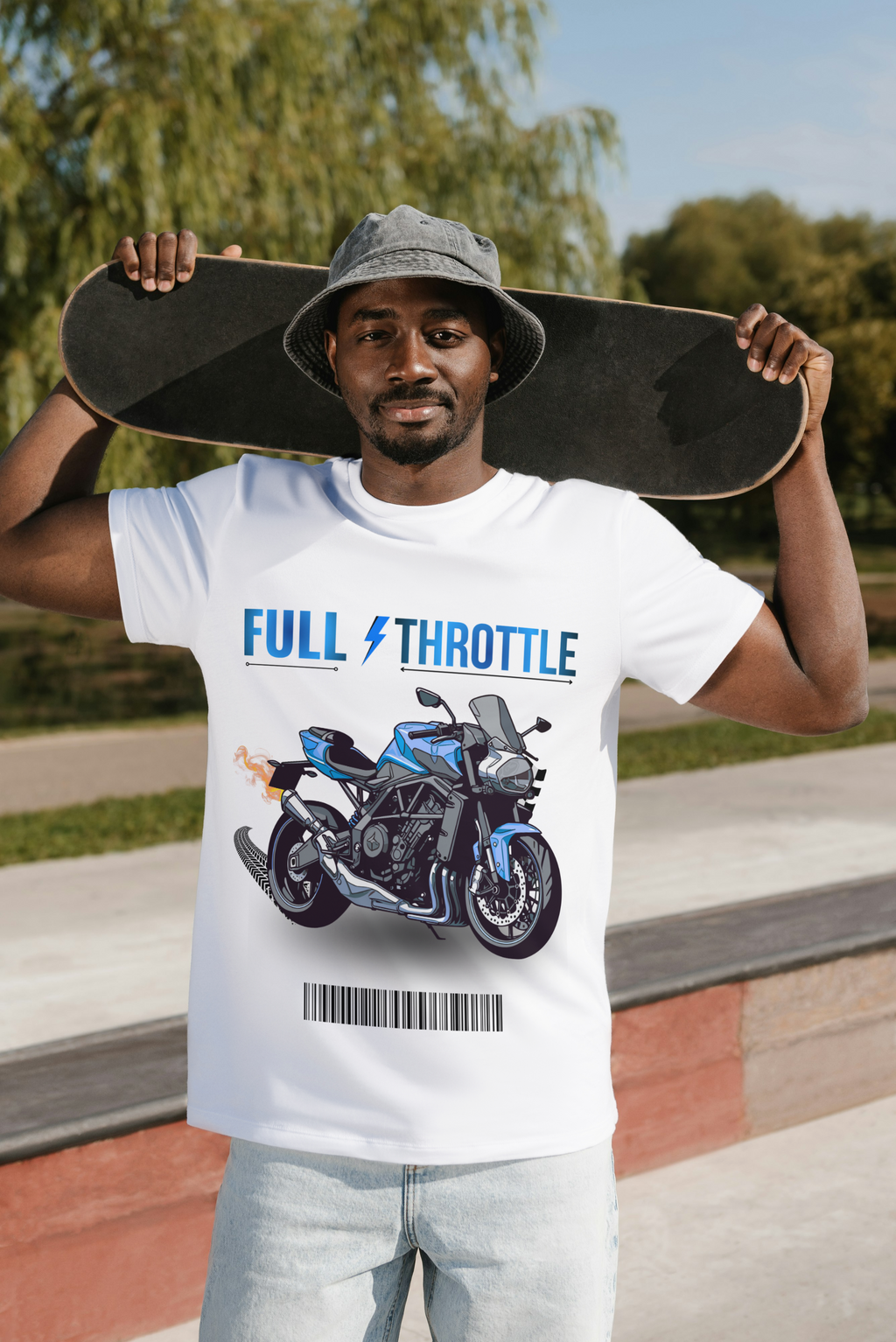 Full Throttle Sports Bike Graphic Cotton T-Shirt