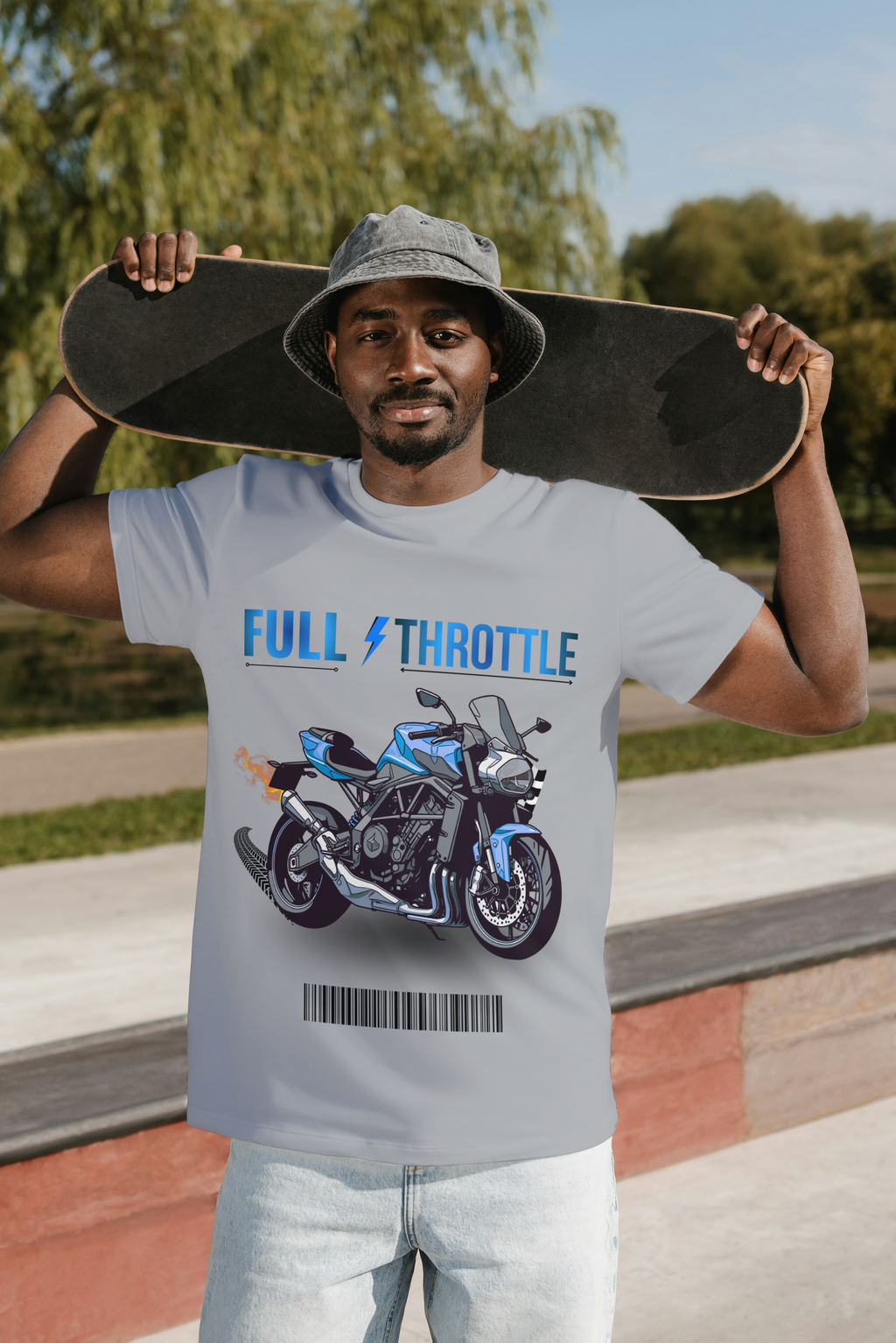Full Throttle Sports Bike Graphic Cotton T-Shirt
