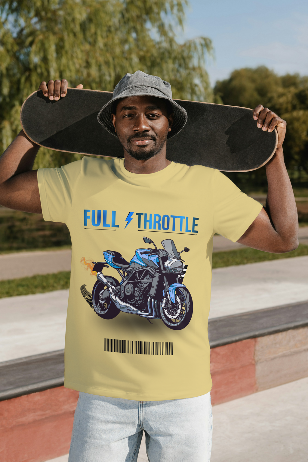 Full Throttle Sports Bike Graphic Cotton T-Shirt