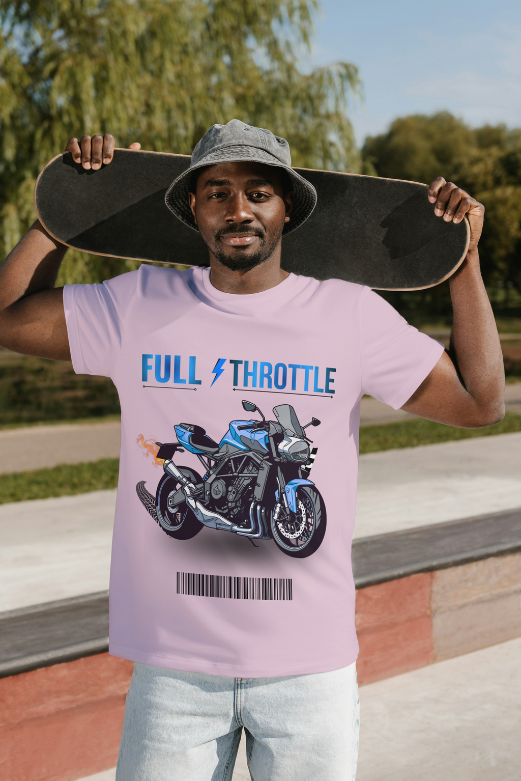 Full Throttle Sports Bike Graphic Cotton T-Shirt
