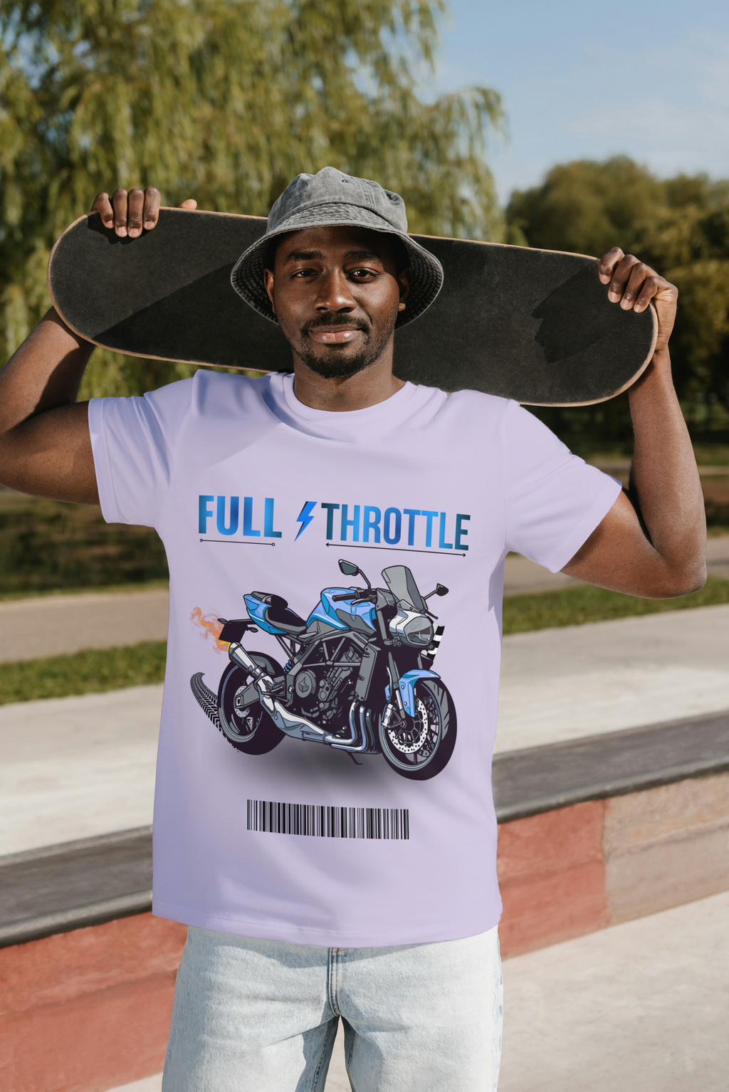 Full Throttle Sports Bike Graphic Cotton T-Shirt