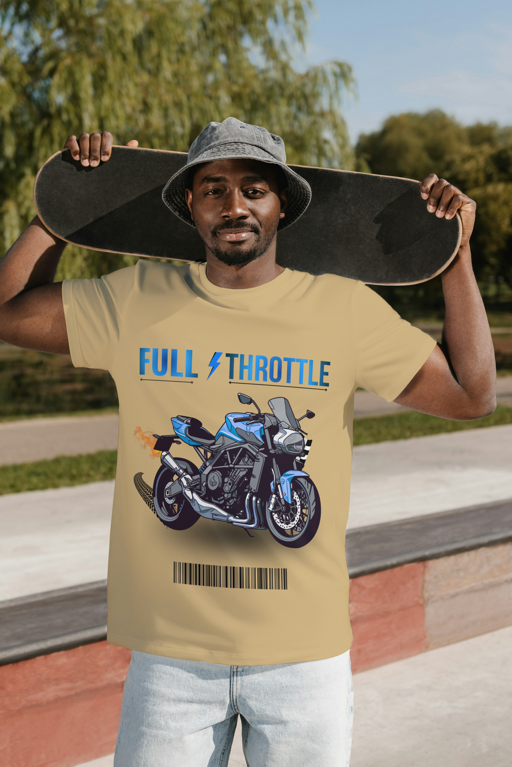 Full Throttle Sports Bike Graphic Cotton T-Shirt