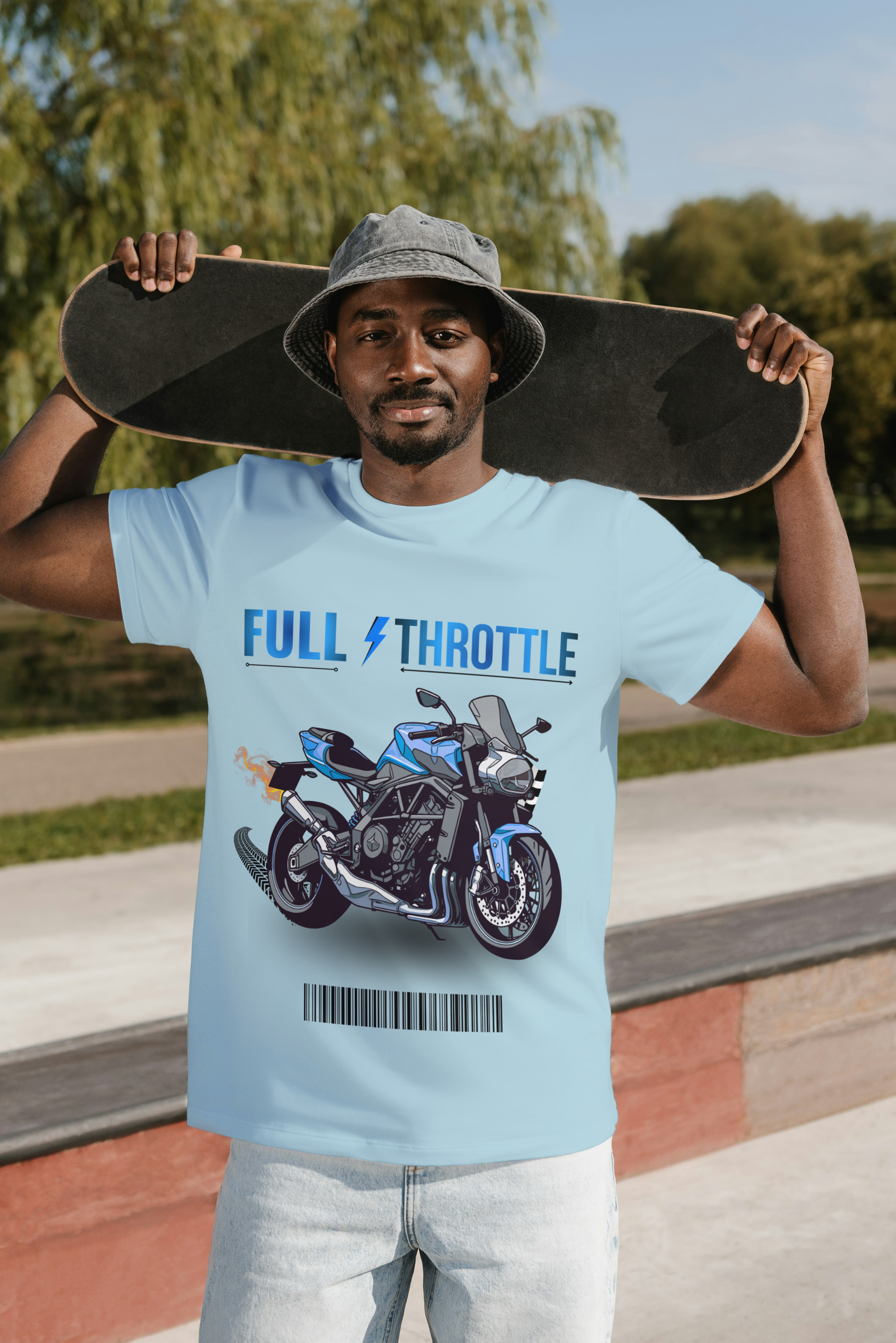 Full Throttle Sports Bike Graphic Cotton T-Shirt