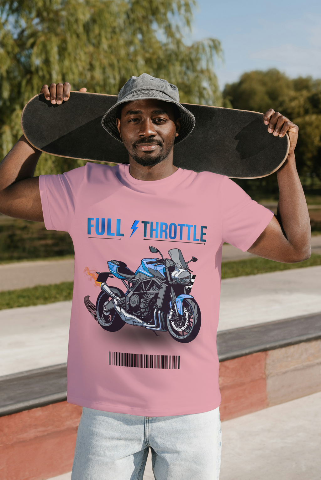 Full Throttle Sports Bike Graphic Cotton T-Shirt