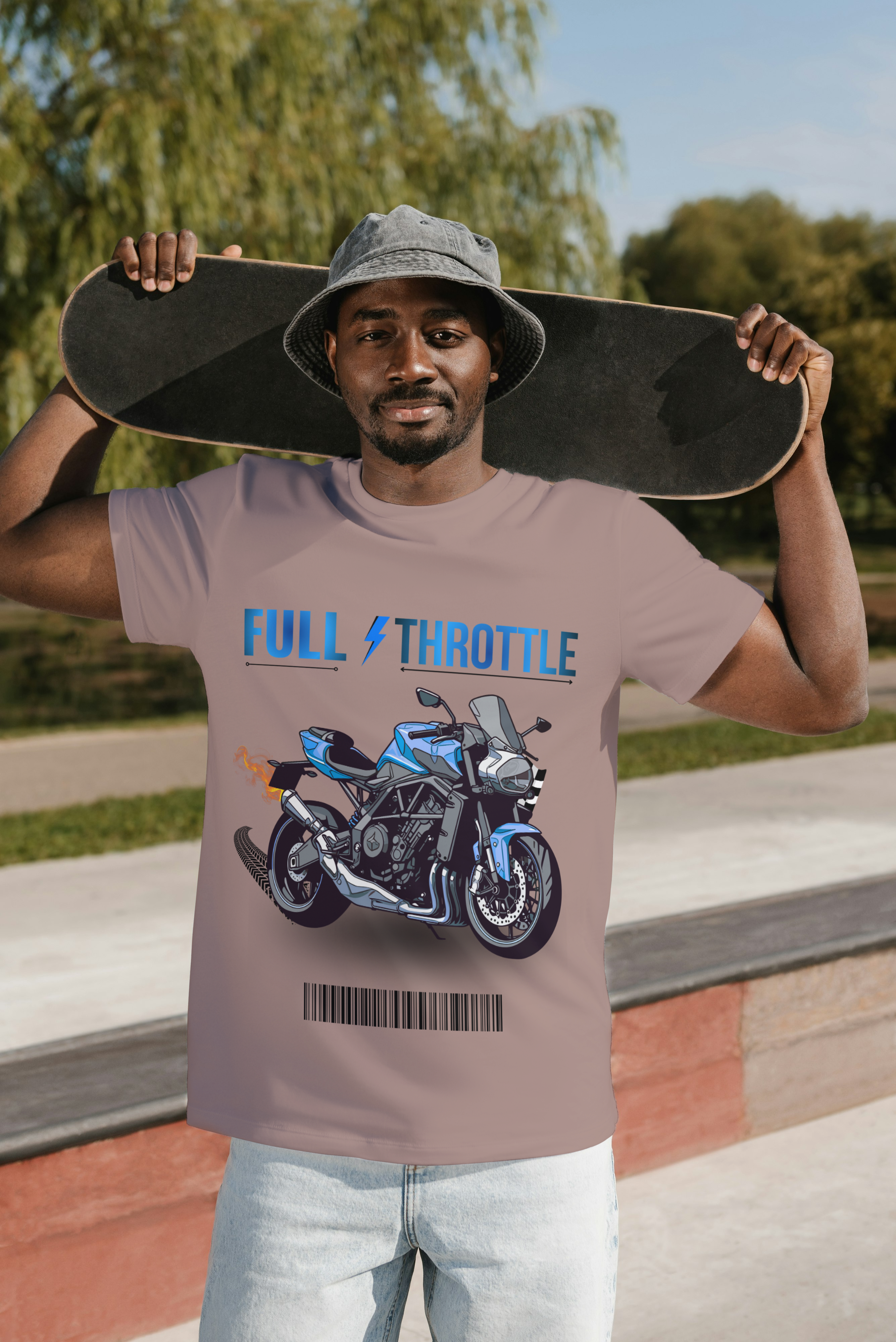 Full Throttle Sports Bike Graphic Cotton T-Shirt