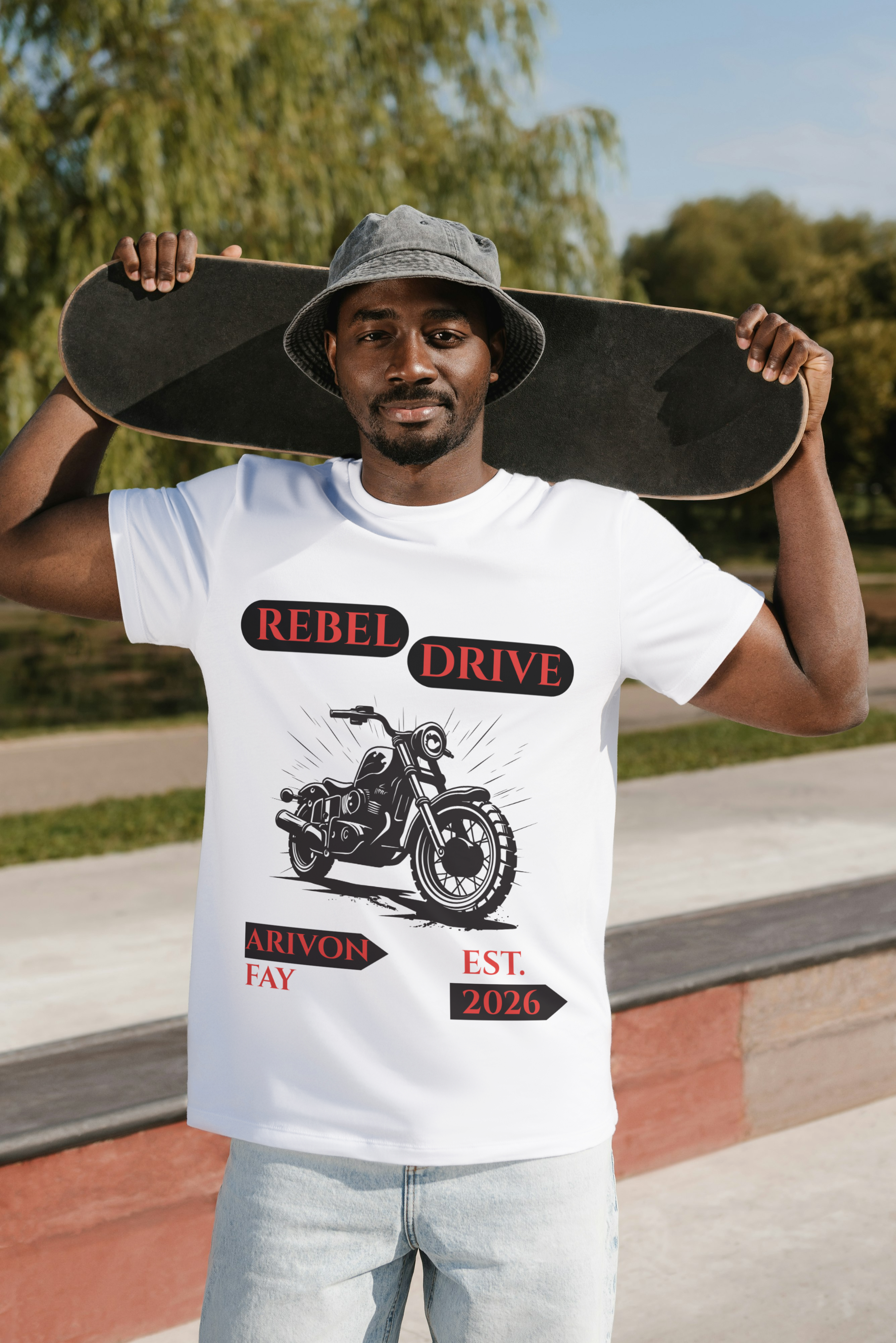 Rebel Drive Motorcycle Graphic Cotton T-Shirt