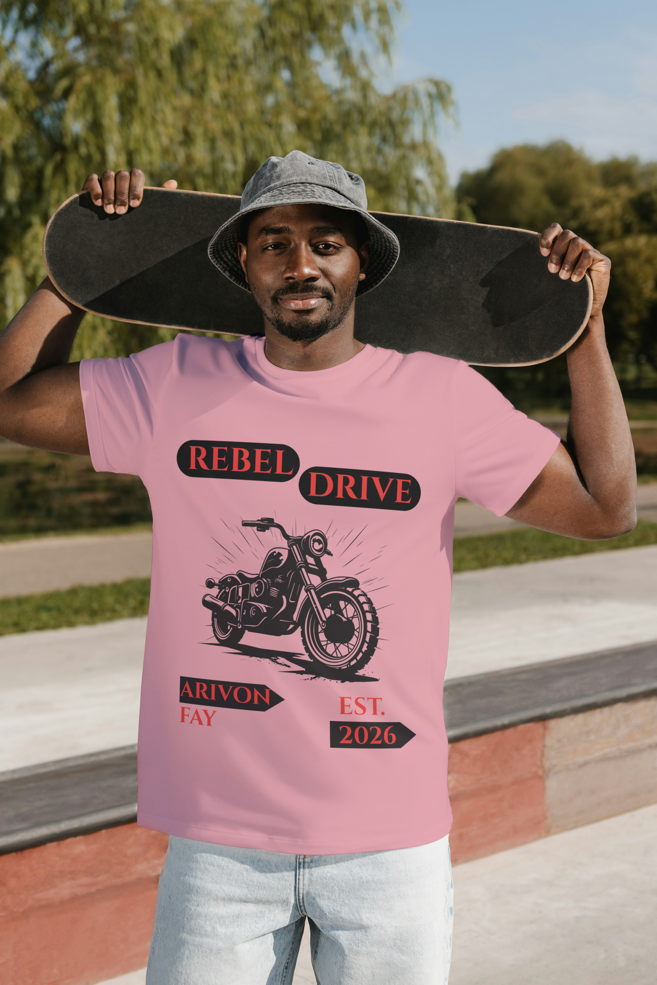 Rebel Drive Motorcycle Graphic Cotton T-Shirt