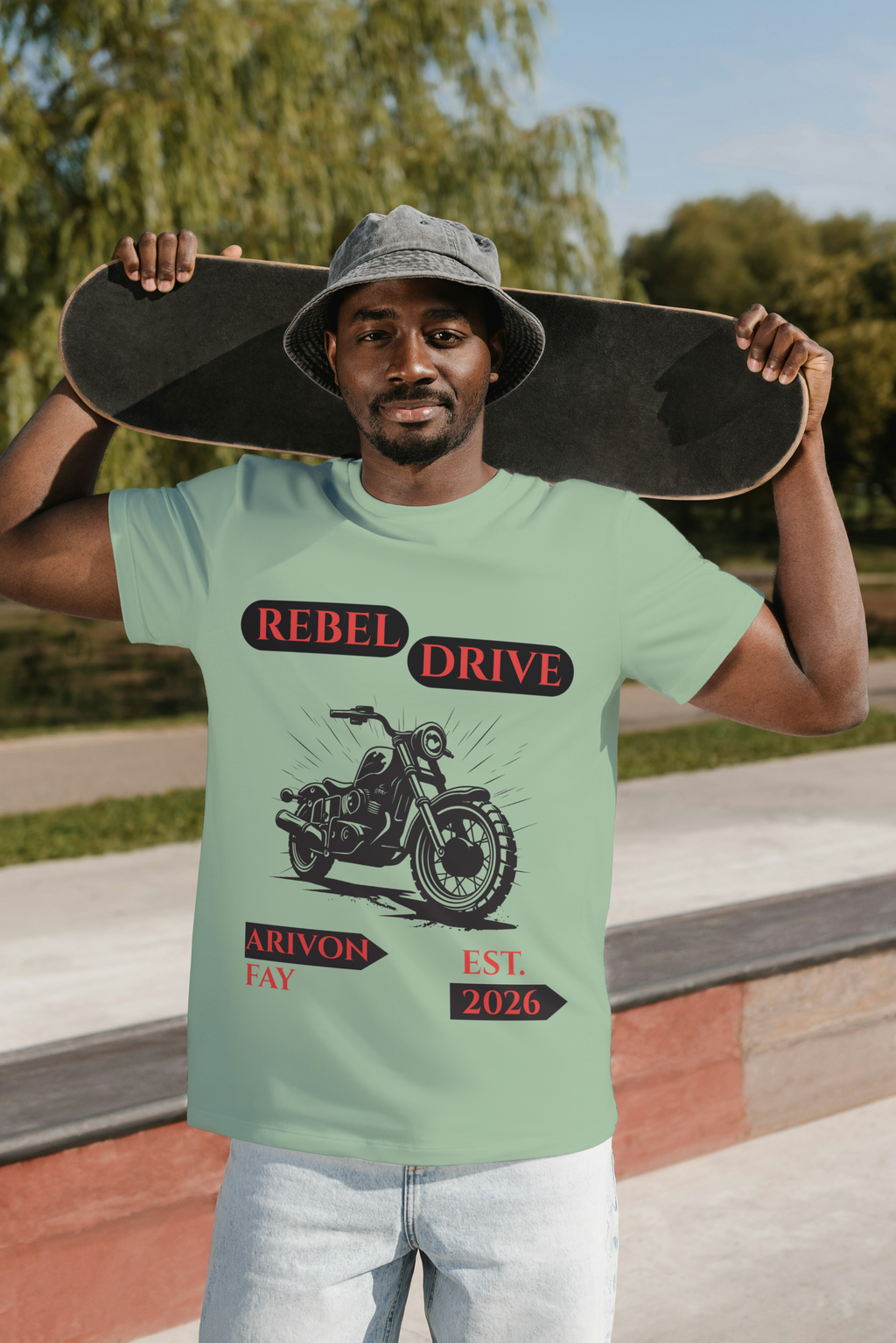 Rebel Drive Motorcycle Graphic Cotton T-Shirt