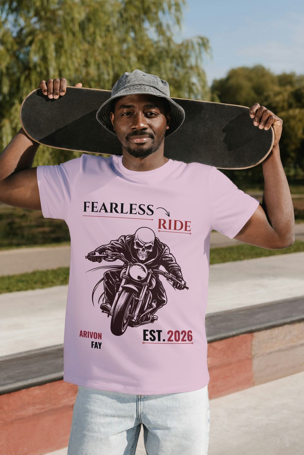 Fearless Ride Motorcycle Graphic Cotton T-Shirt