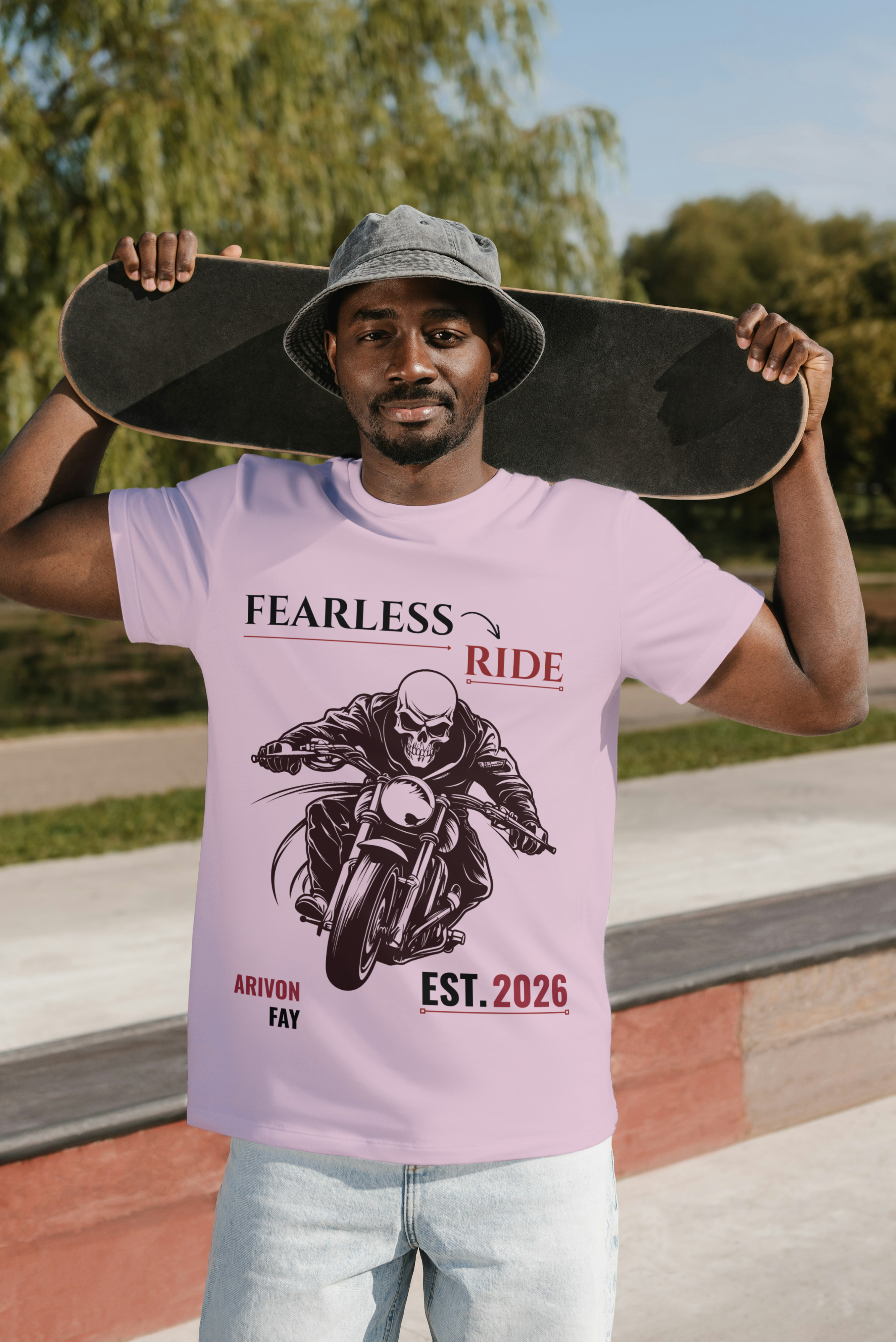 Fearless Ride Motorcycle Graphic Cotton T-Shirt