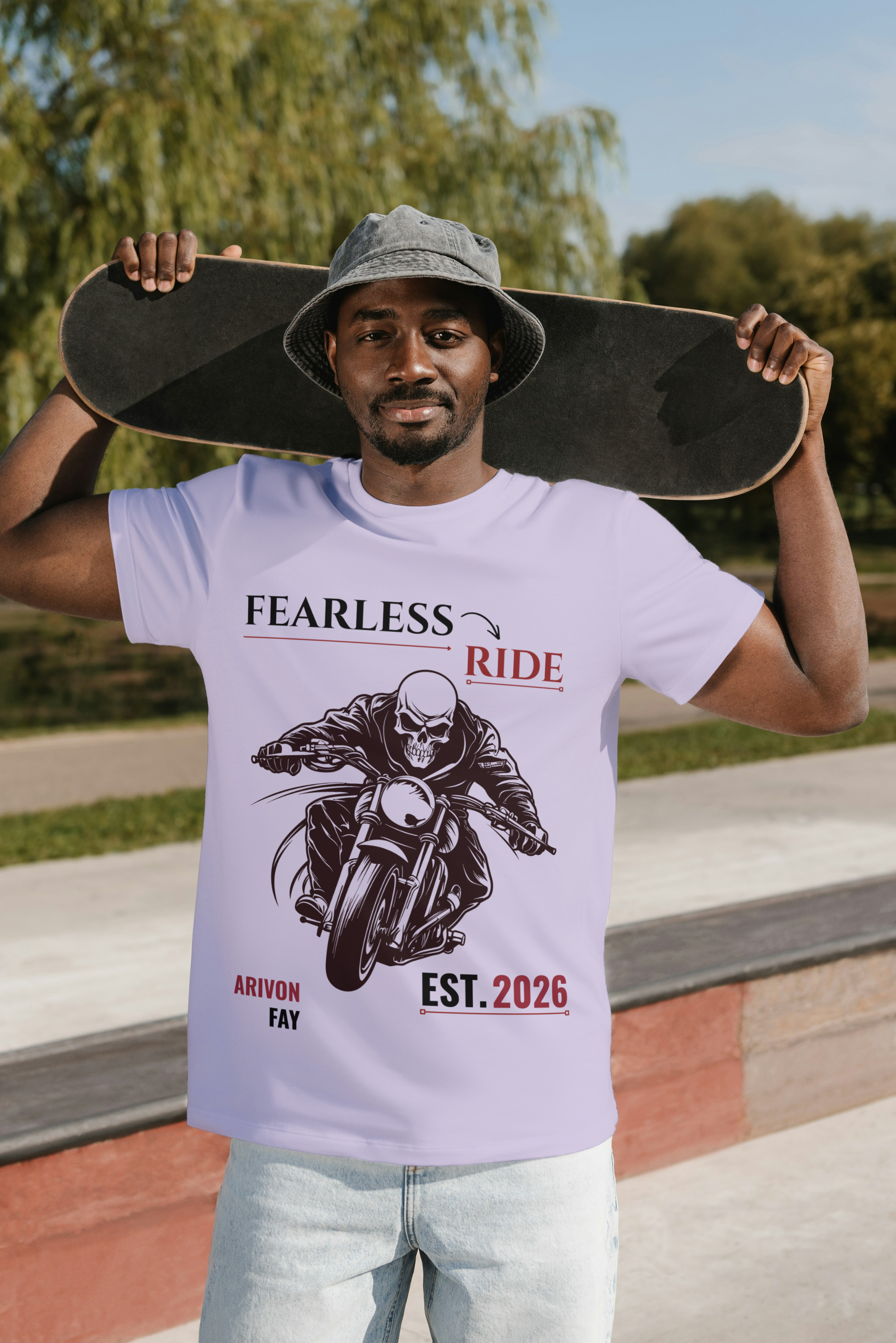 Fearless Ride Motorcycle Graphic Cotton T-Shirt