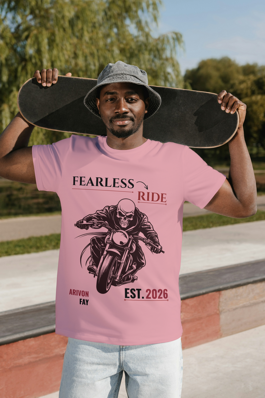 Fearless Ride Motorcycle Graphic Cotton T-Shirt