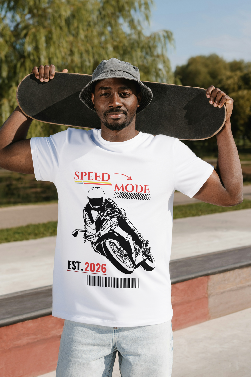 Speed Mode Sports Bike Graphic Cotton T-Shirt
