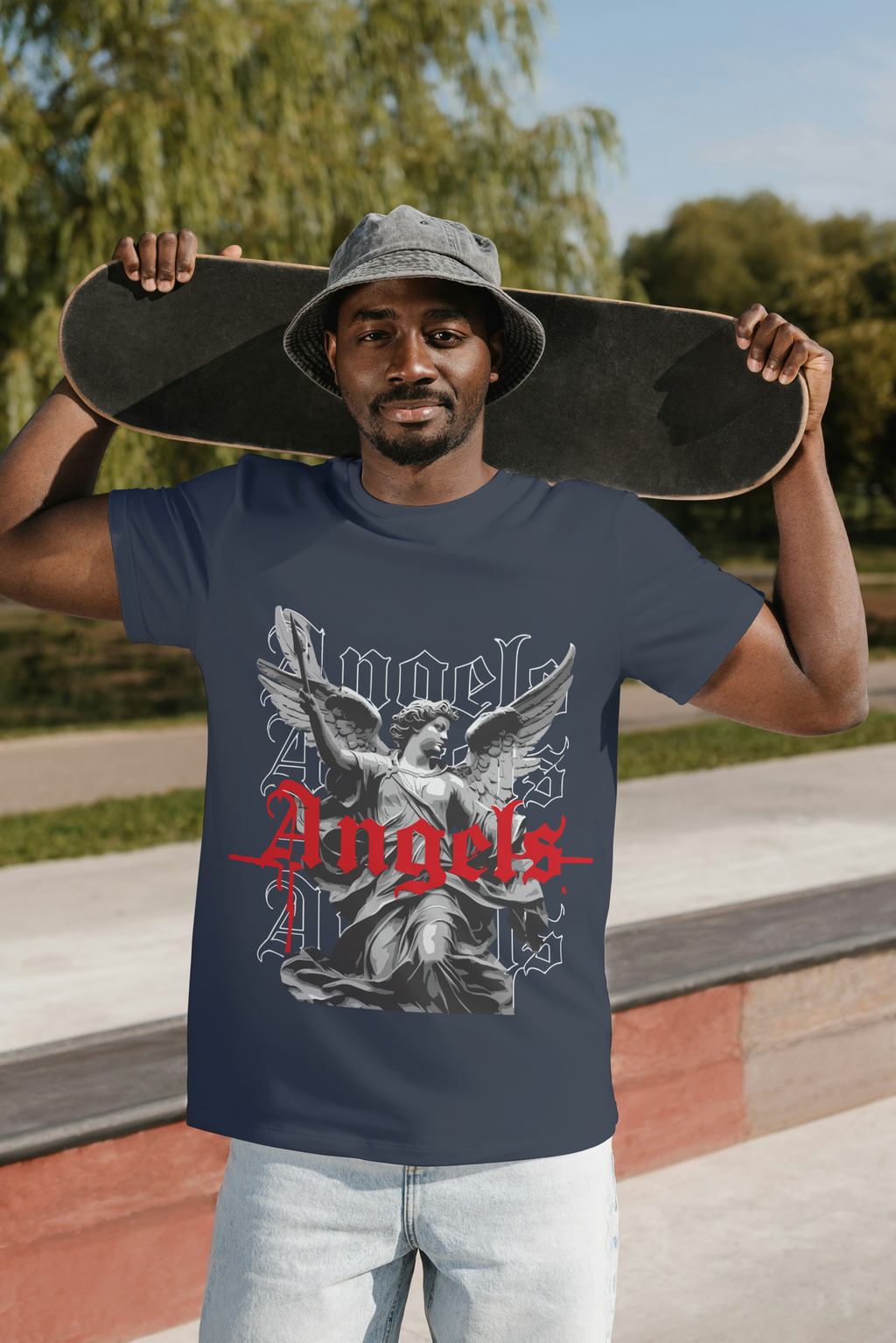 Angels Graphic T-Shirt – Dark Aesthetic Streetwear Premium Cotton Tee