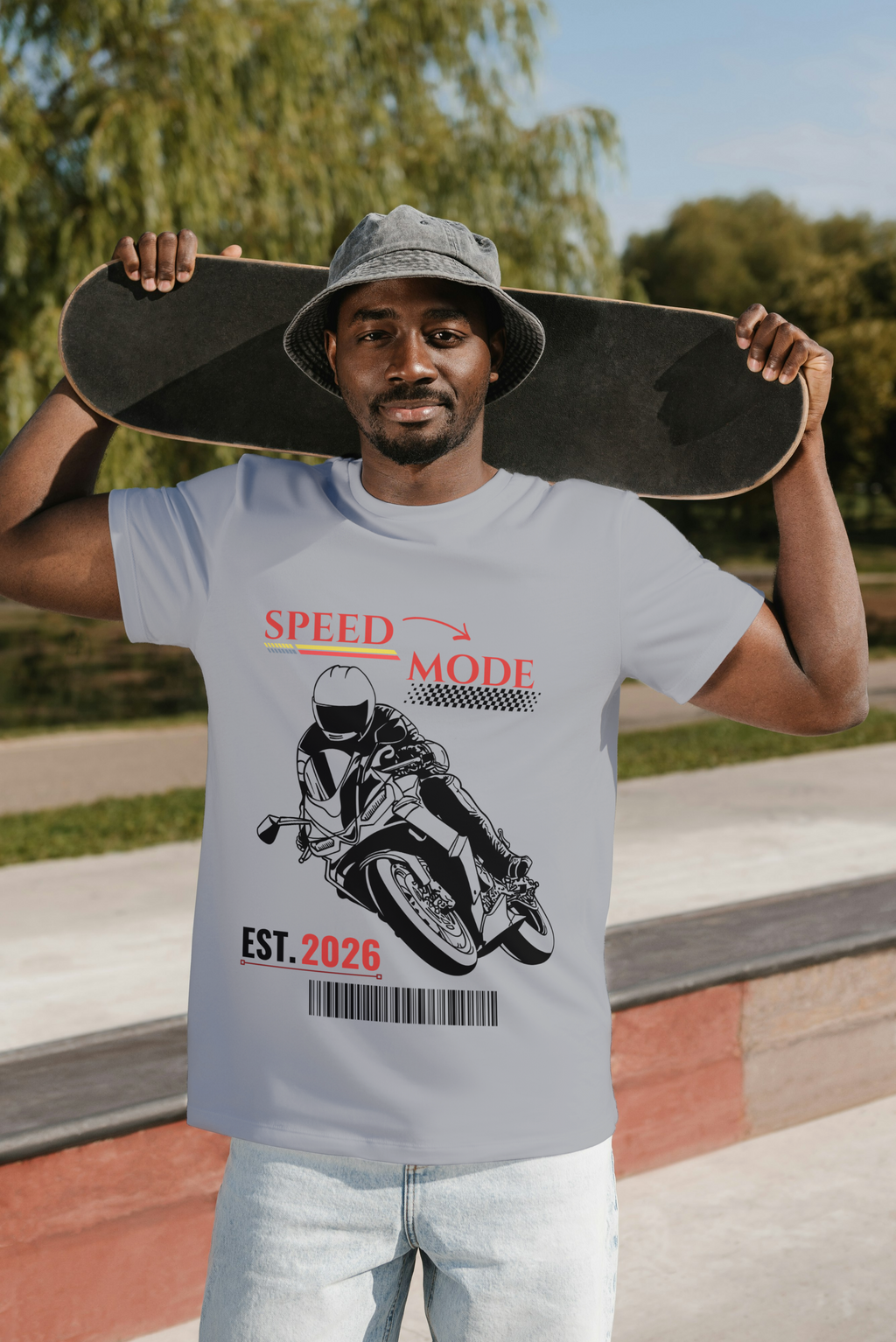Speed Mode Sports Bike Graphic Cotton T-Shirt