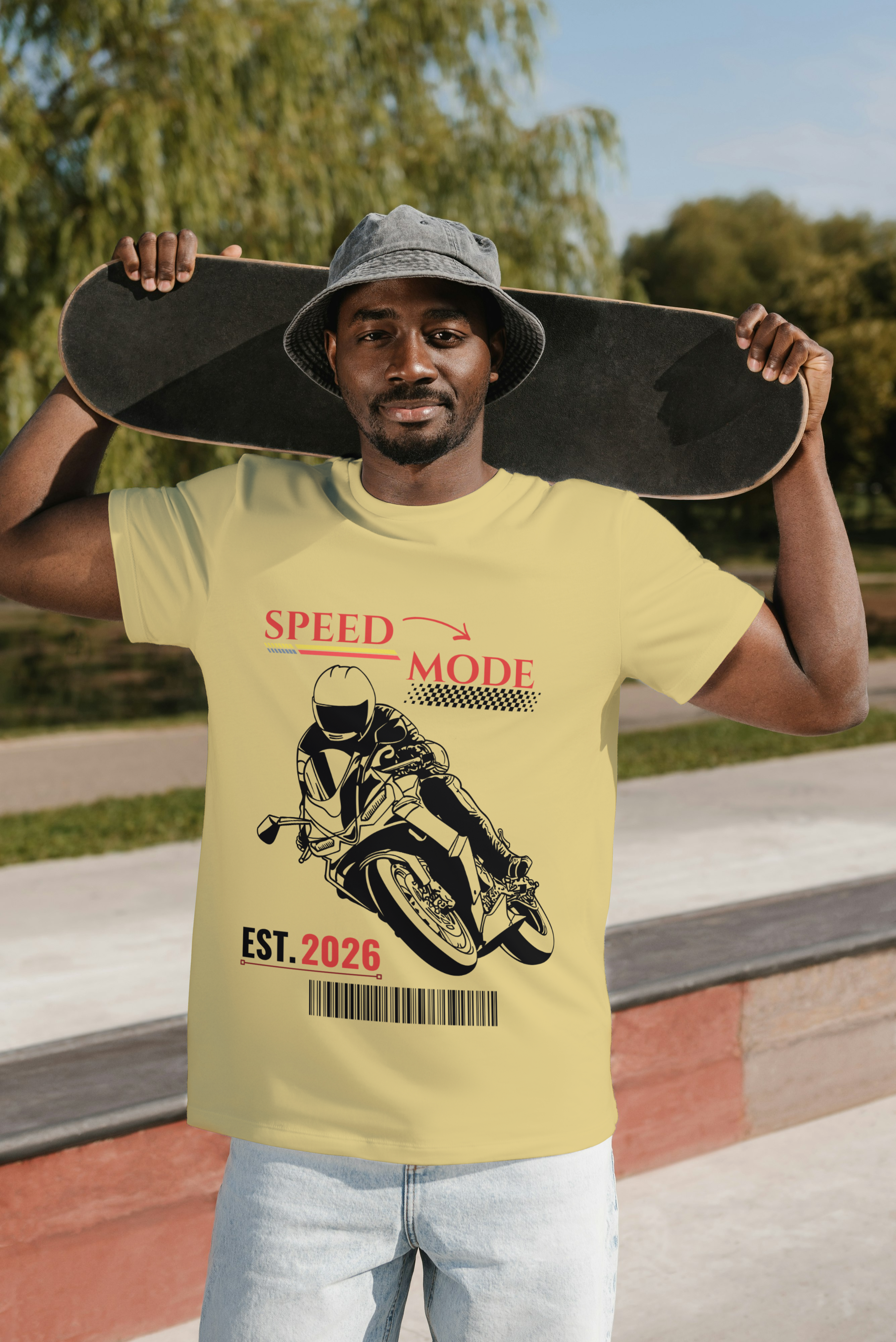 Speed Mode Sports Bike Graphic Cotton T-Shirt