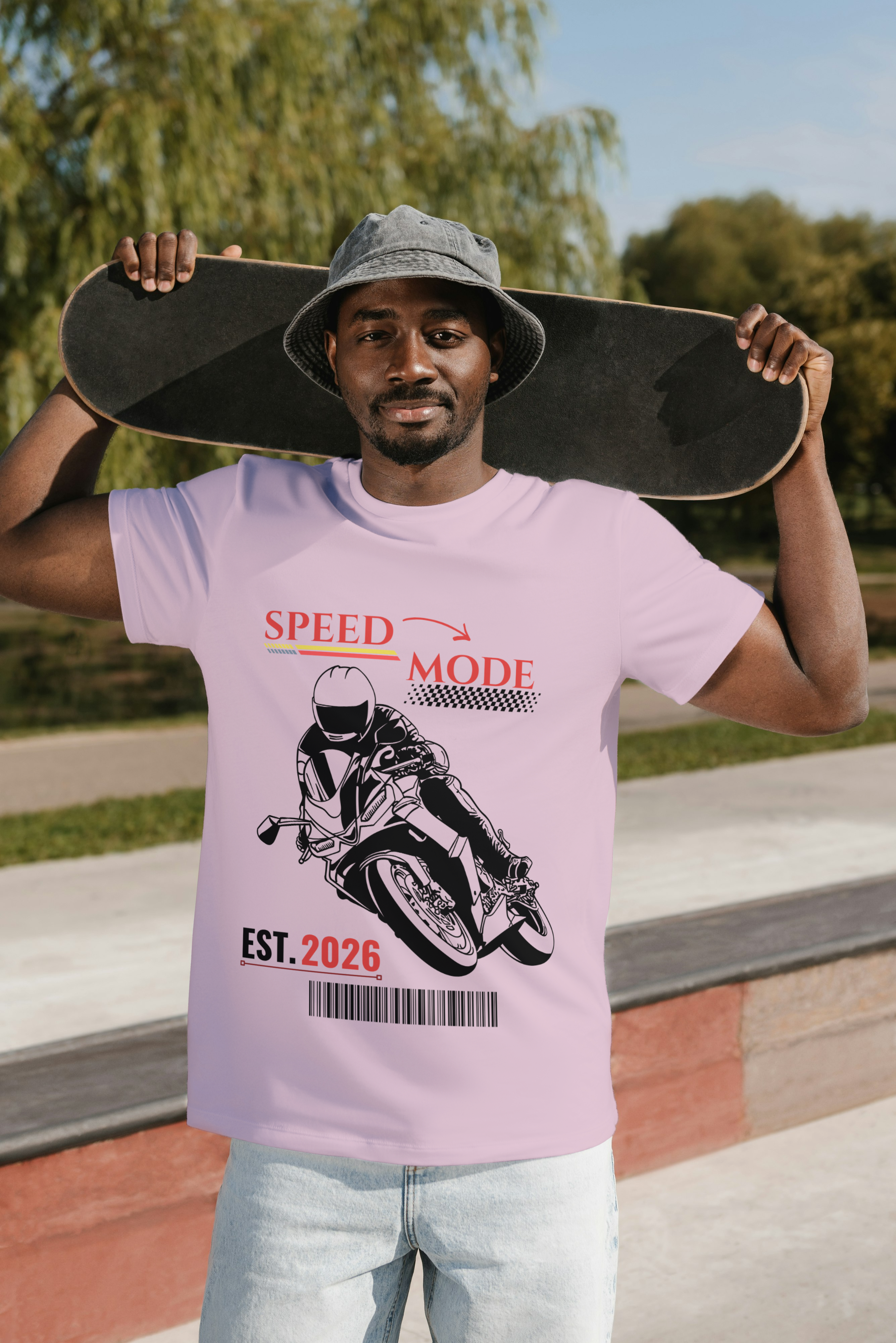 Speed Mode Sports Bike Graphic Cotton T-Shirt