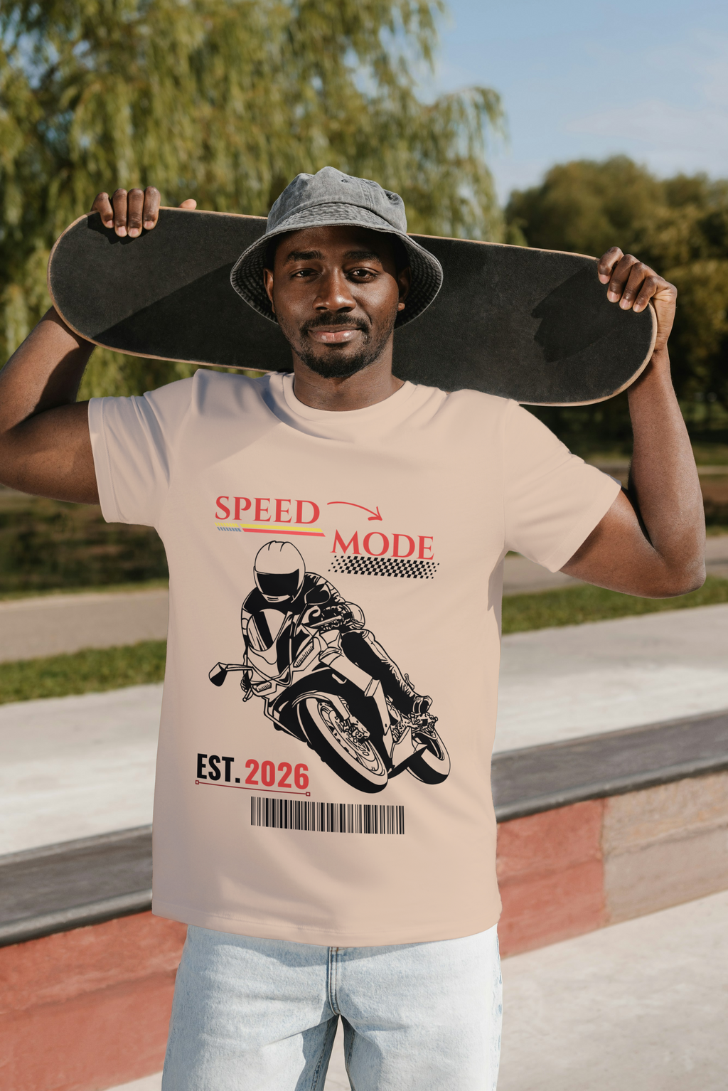 Speed Mode Sports Bike Graphic Cotton T-Shirt