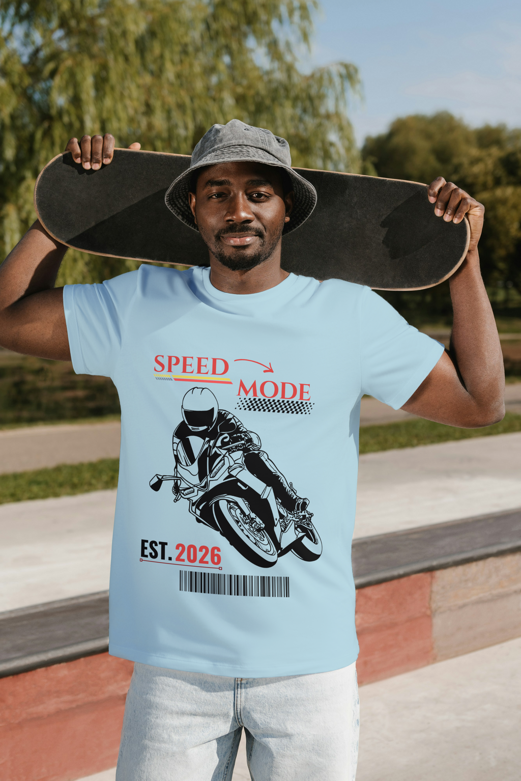 Speed Mode Sports Bike Graphic Cotton T-Shirt