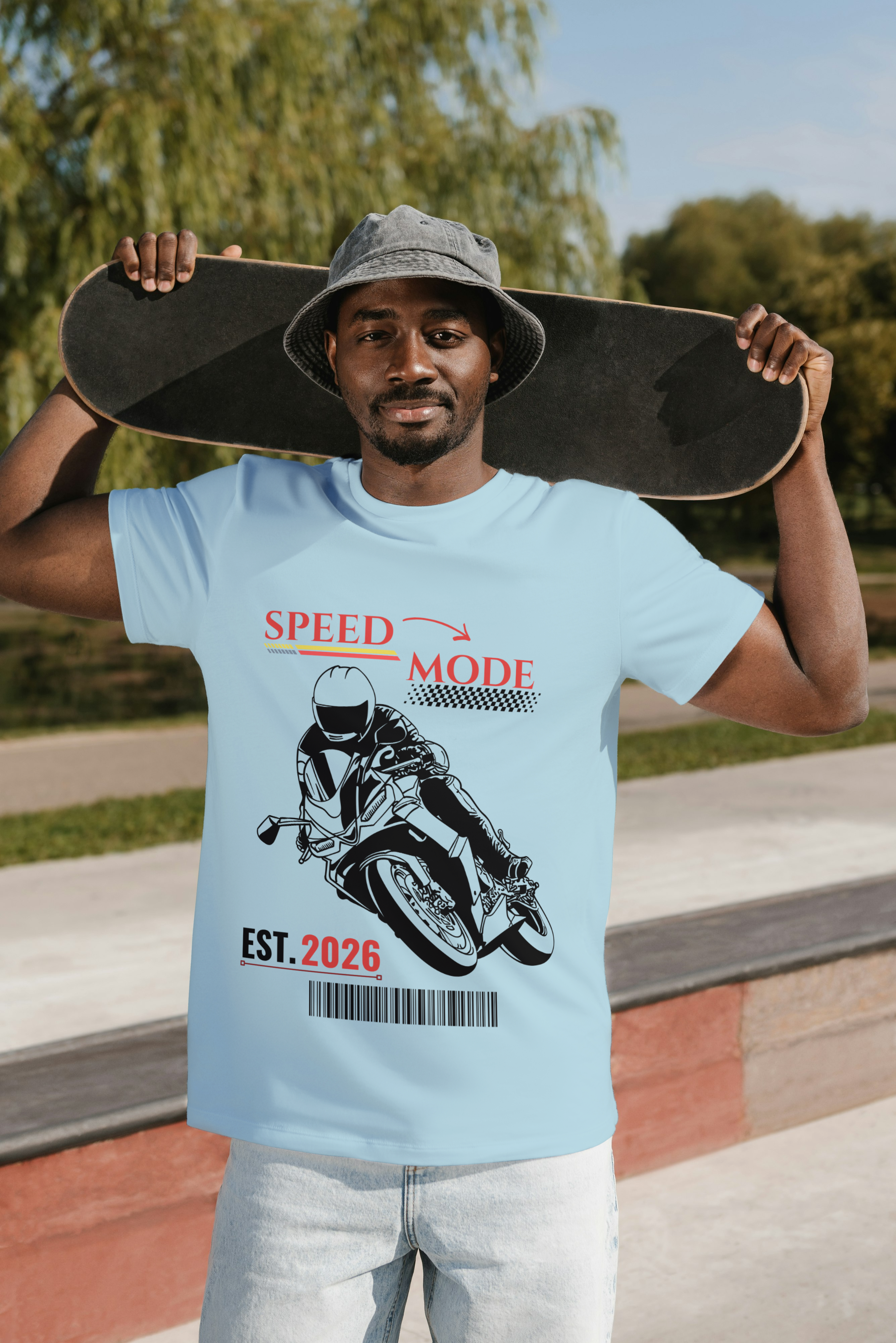 Speed Mode Sports Bike Graphic Cotton T-Shirt