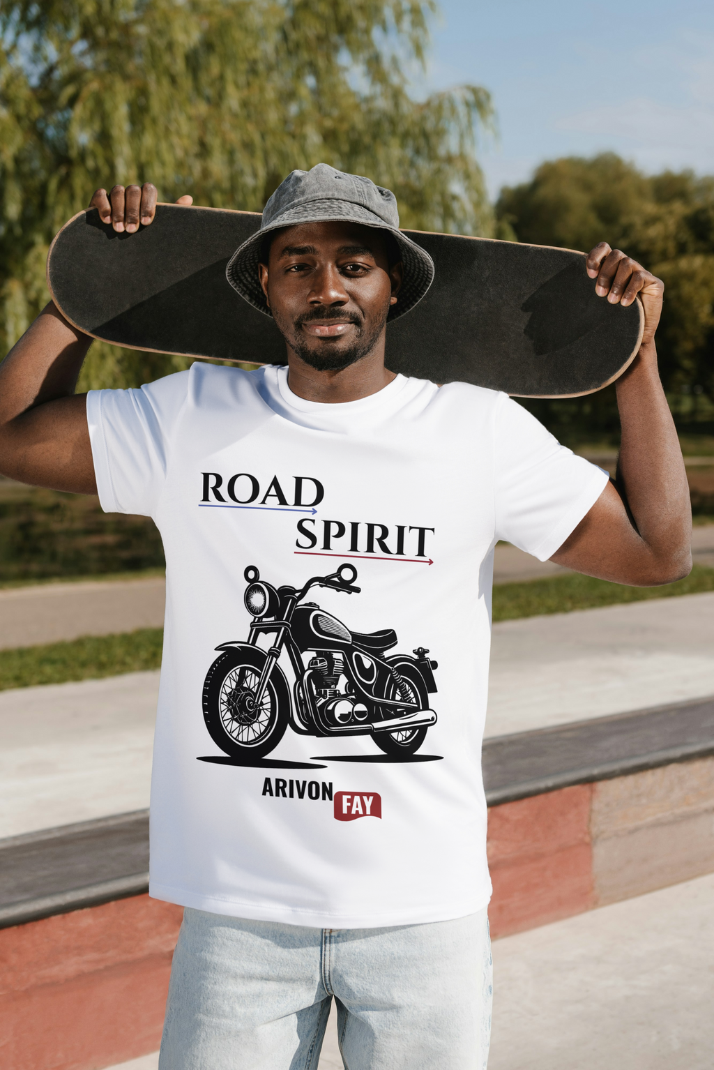 Road Spirit Motorcycle Graphic Cotton T-Shirt