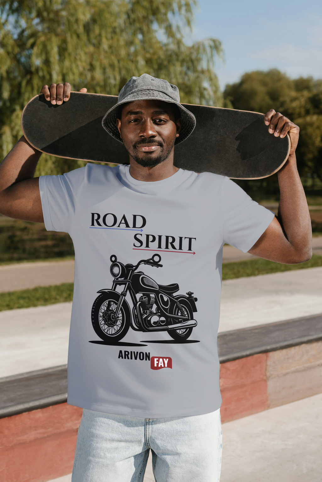 Road Spirit Motorcycle Graphic Cotton T-Shirt