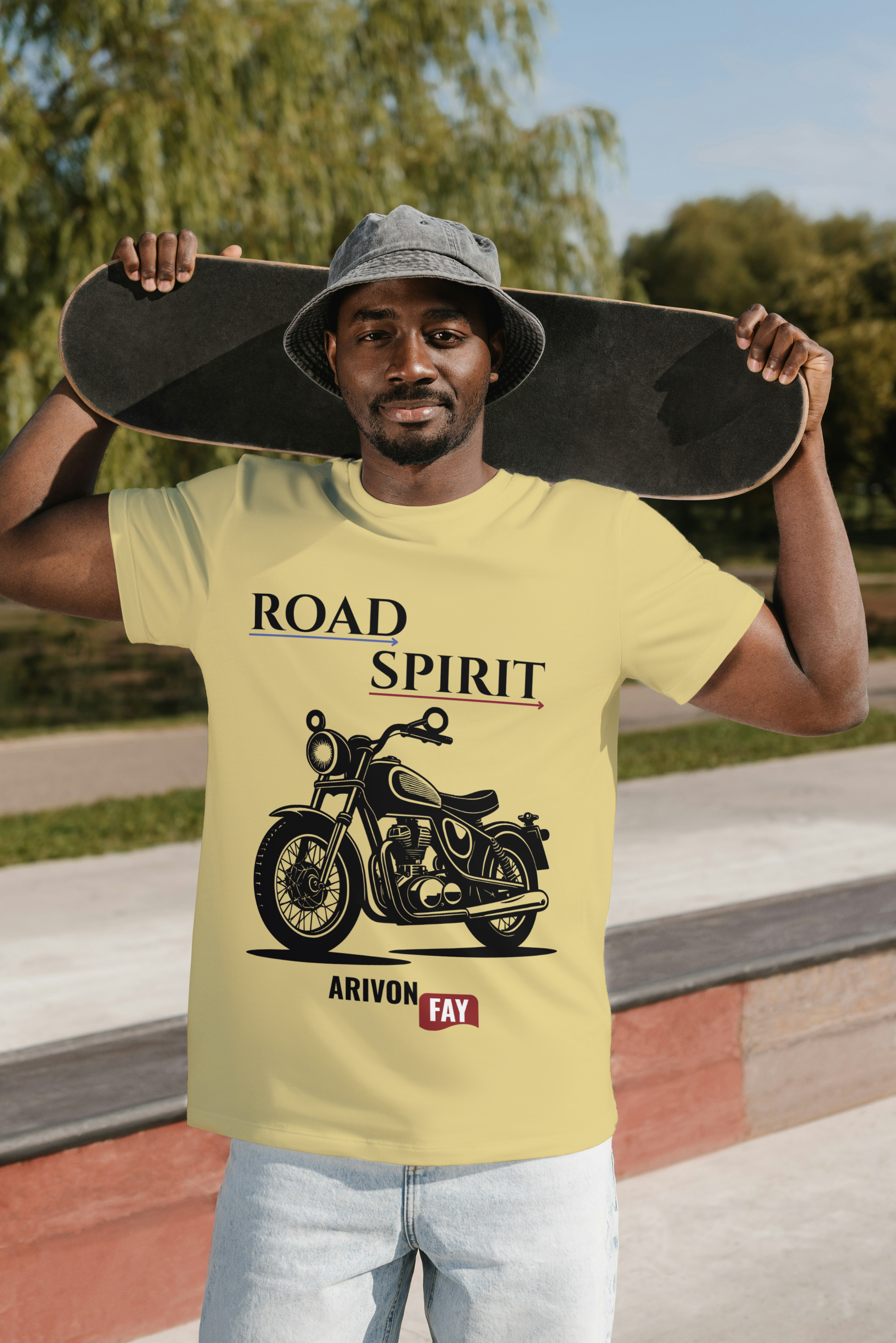 Road Spirit Motorcycle Graphic Cotton T-Shirt