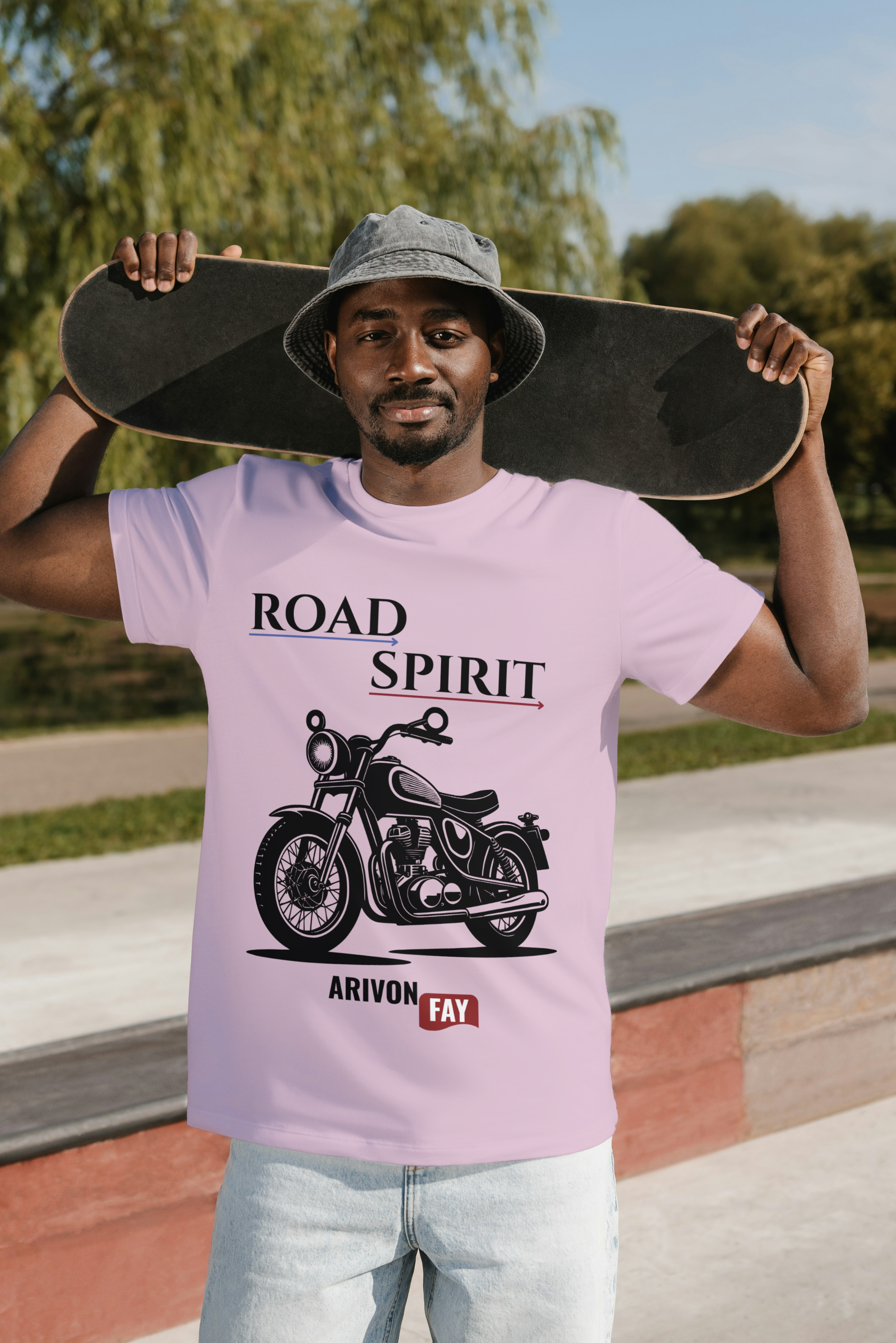 Road Spirit Motorcycle Graphic Cotton T-Shirt