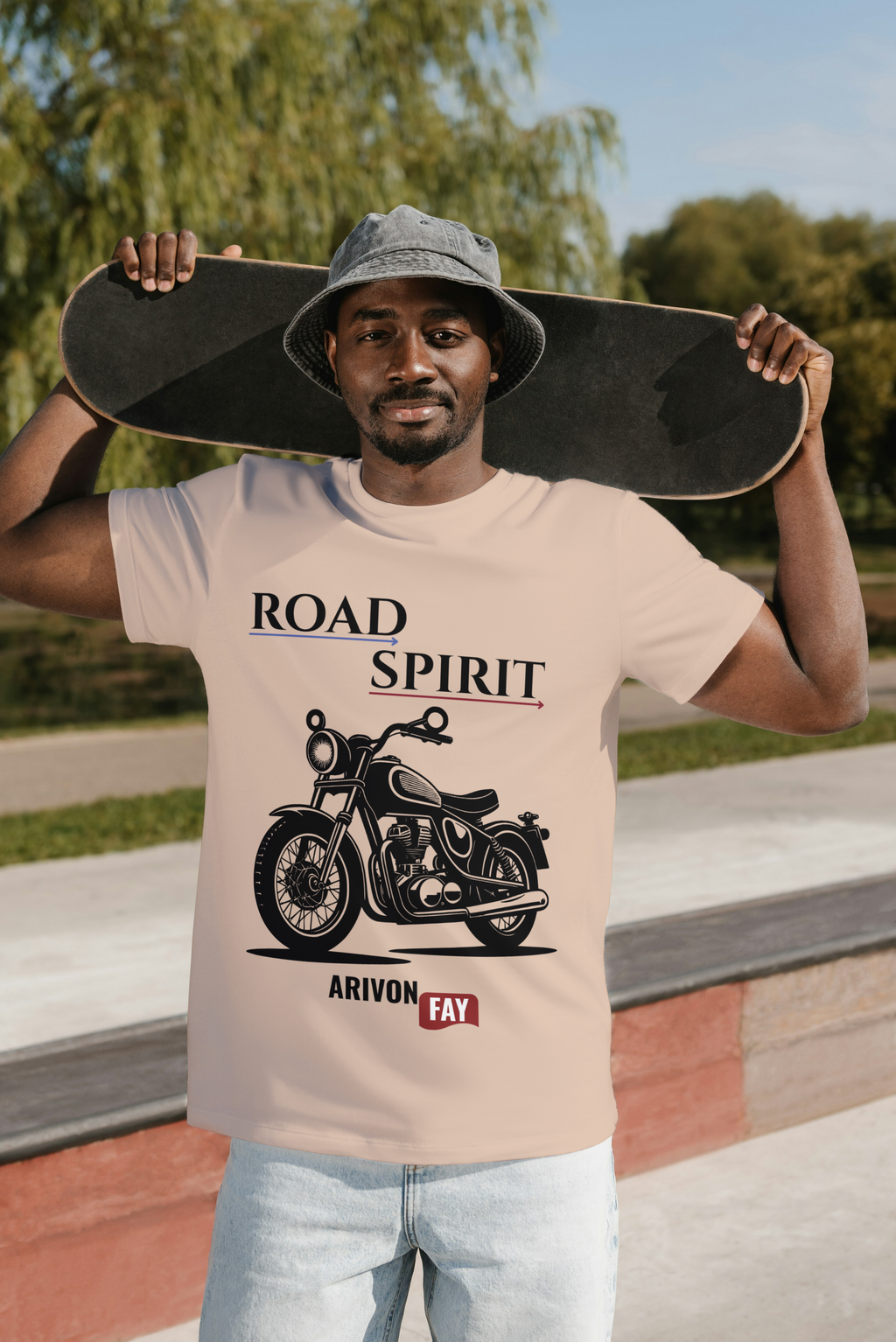 Road Spirit Motorcycle Graphic Cotton T-Shirt