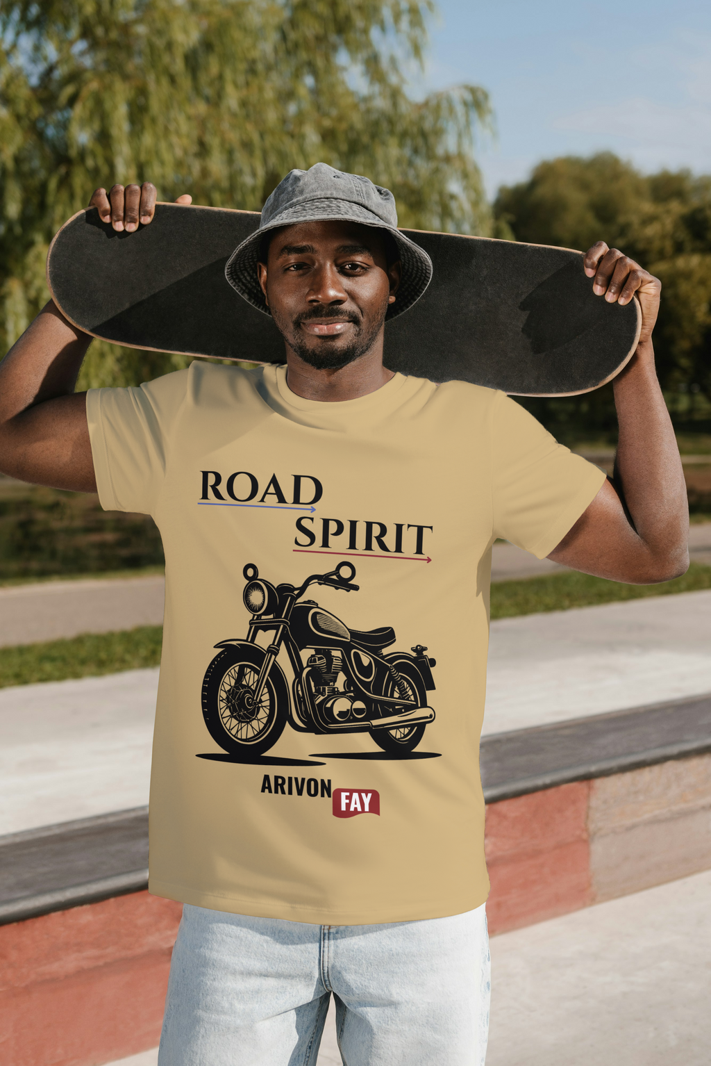 Road Spirit Motorcycle Graphic Cotton T-Shirt