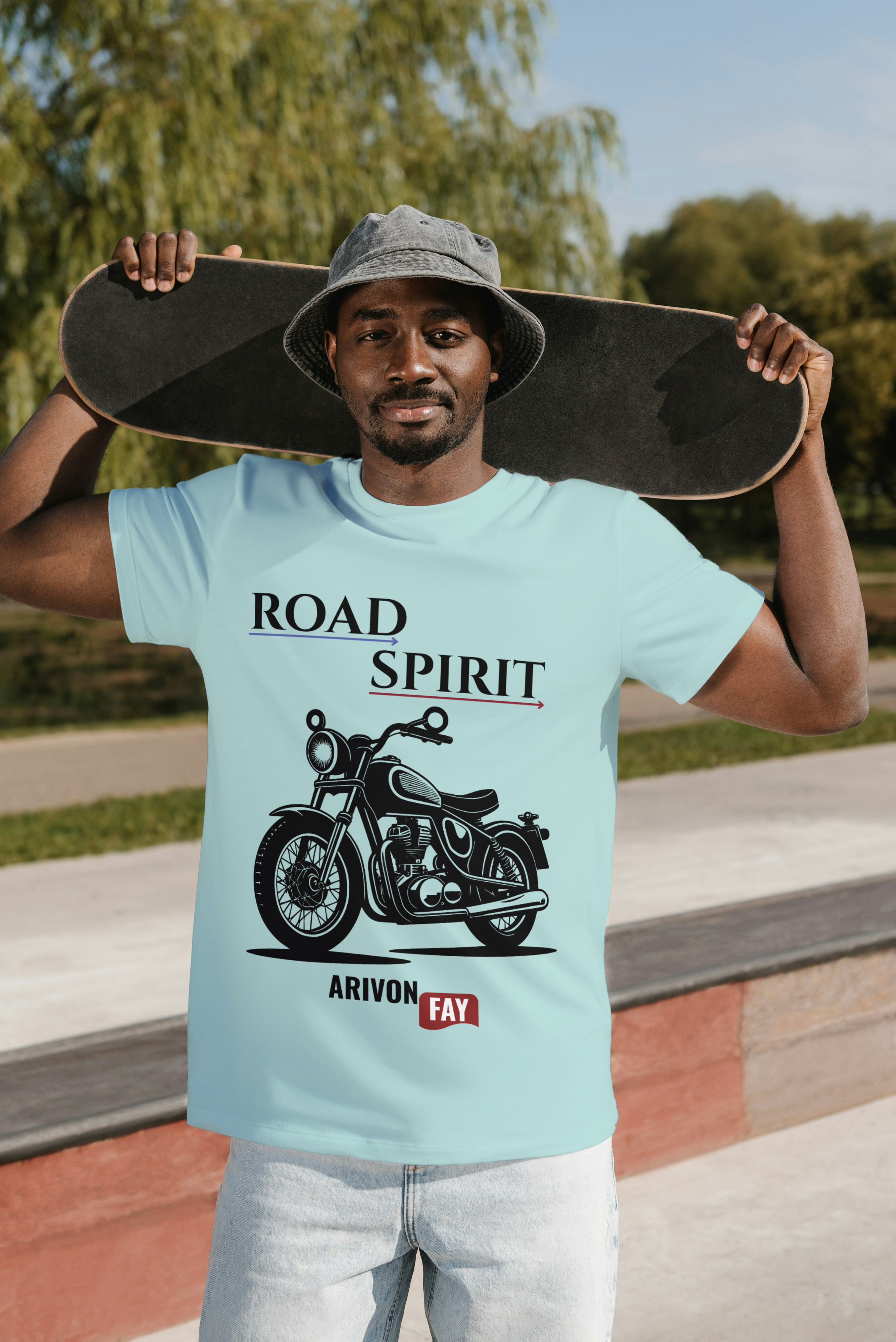 Road Spirit Motorcycle Graphic Cotton T-Shirt