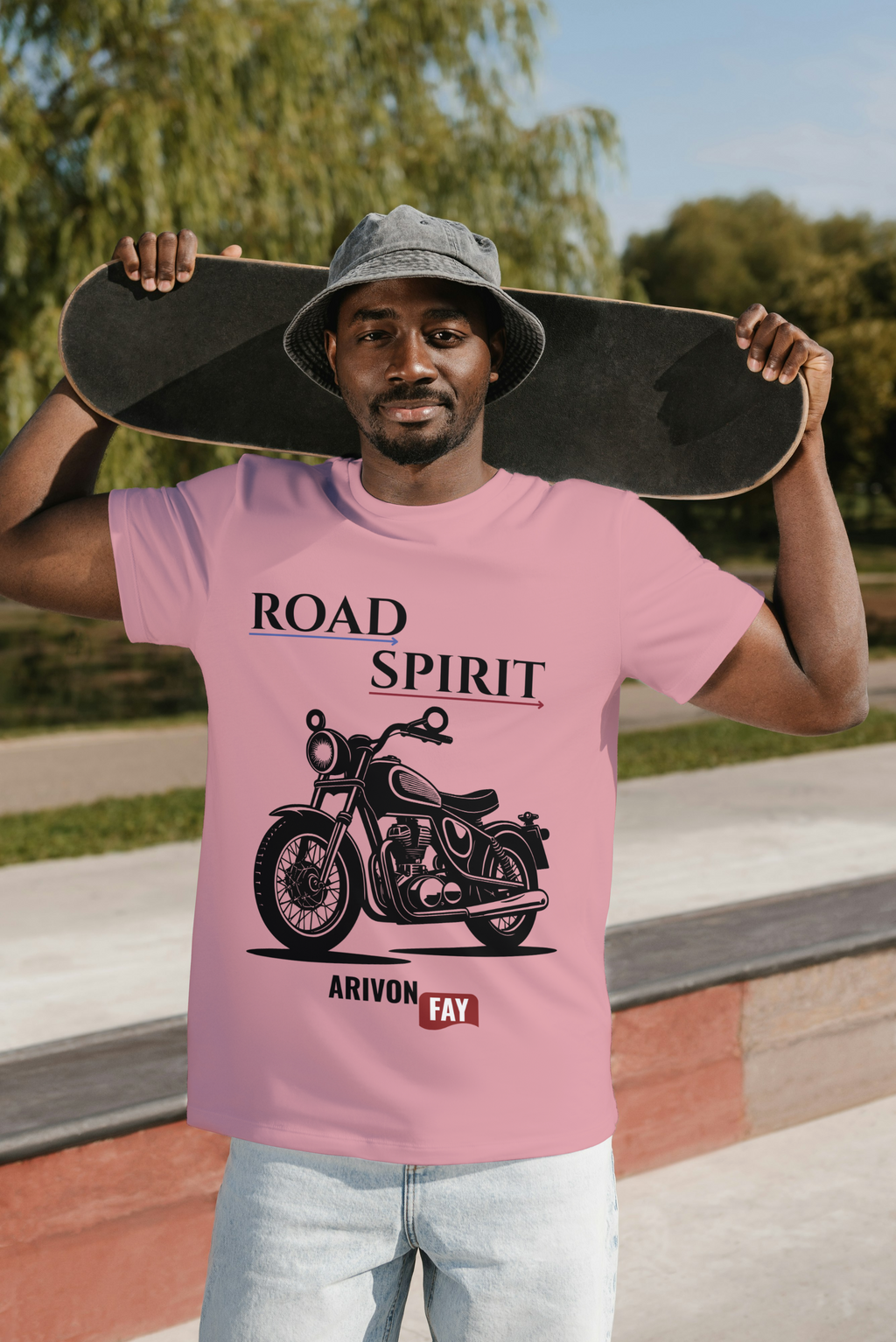 Road Spirit Motorcycle Graphic Cotton T-Shirt