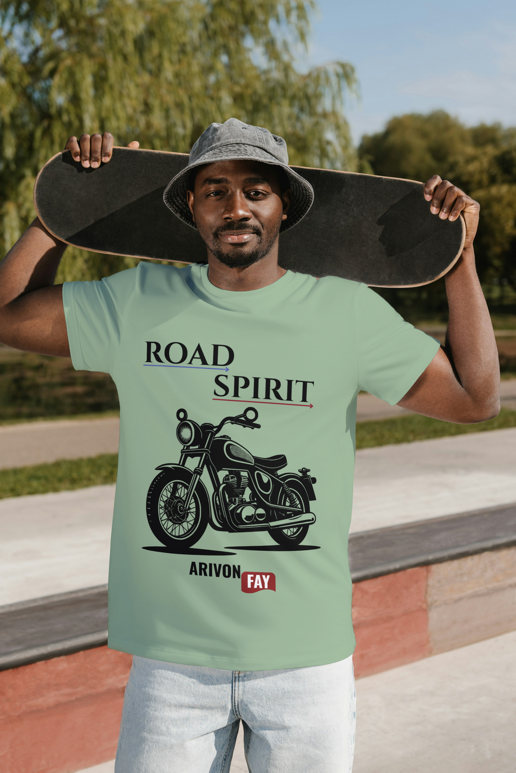 Road Spirit Motorcycle Graphic Cotton T-Shirt