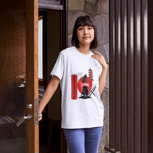 Samurai Rising Sun Graphic T-Shirt – Japanese Warrior Streetwear Tee for Men